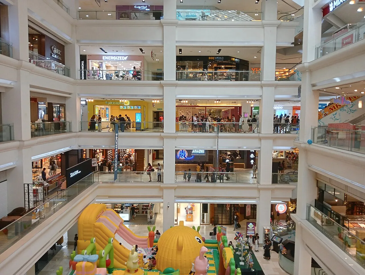 Busy shopping mall interior in Johor Bahru