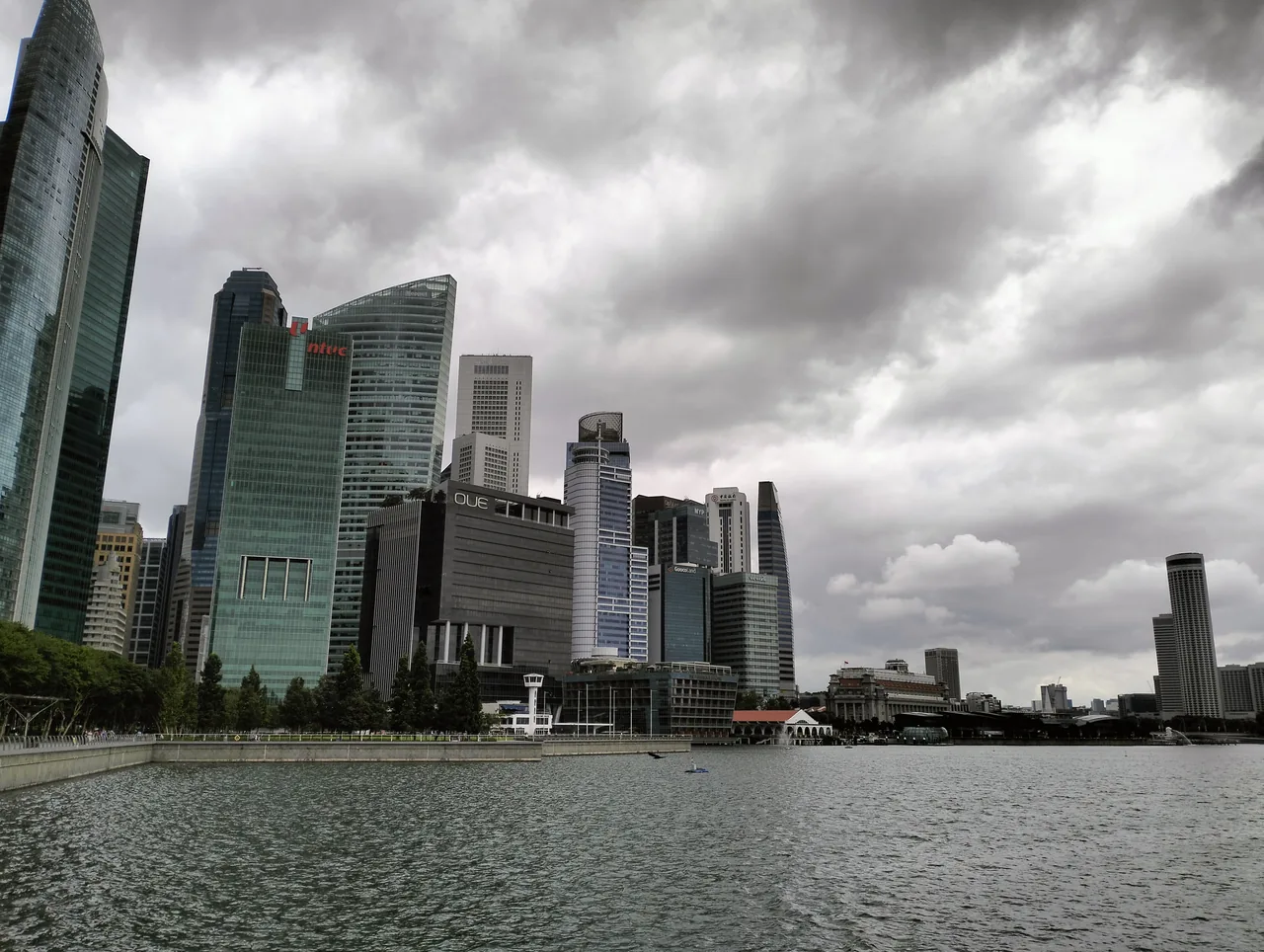The Marina Bay skyline with Marina Bay Sands and the waterfront