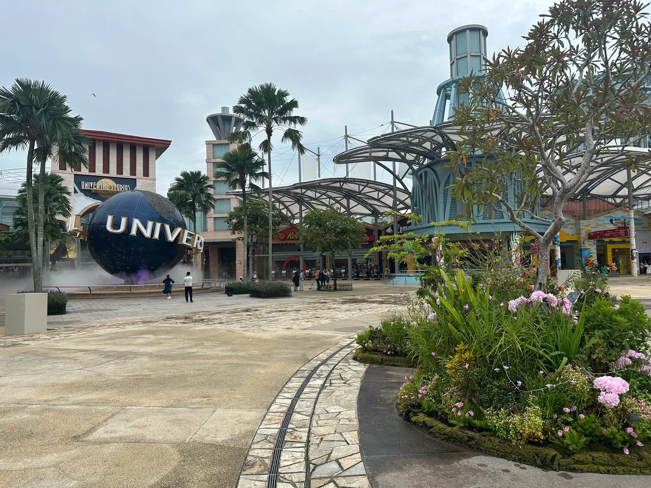 The Universal globe at the entrance of Universal Studios Singapore on Sentosa