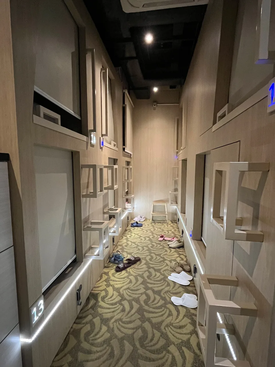 Interior of a capsule hotel pod