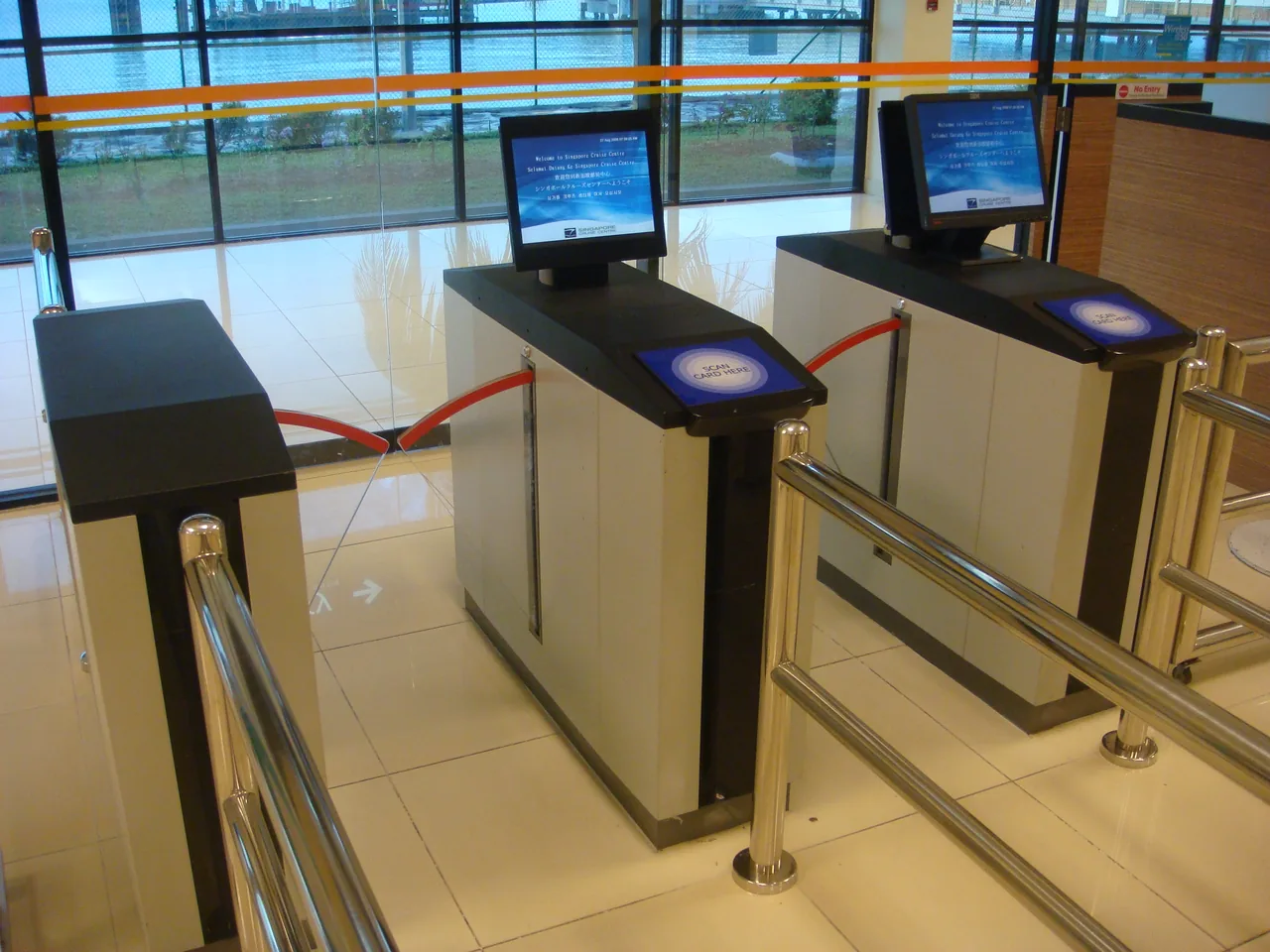 Automated immigration gates at Tanah Merah Ferry Terminal in Singapore Automated immigration gates at Tanah Merah Ferry Terminal in Singapore