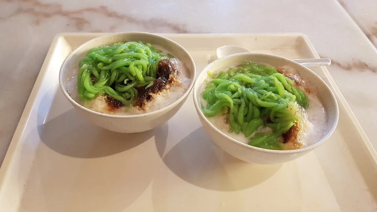 Chendol shaved ice dessert with coconut milk and palm sugar Singapore