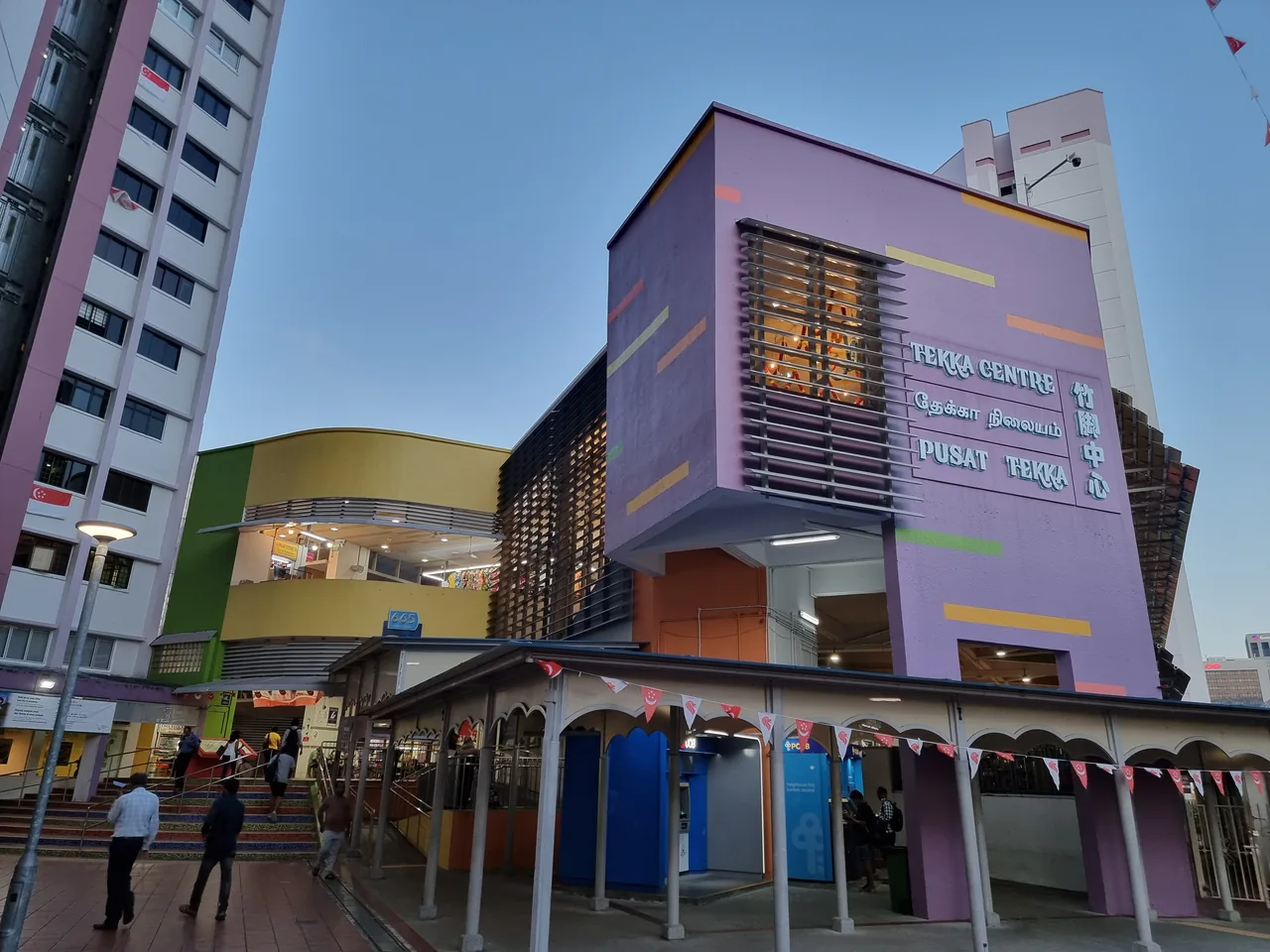 The entrance to Tekka Centre in Little India in the evening