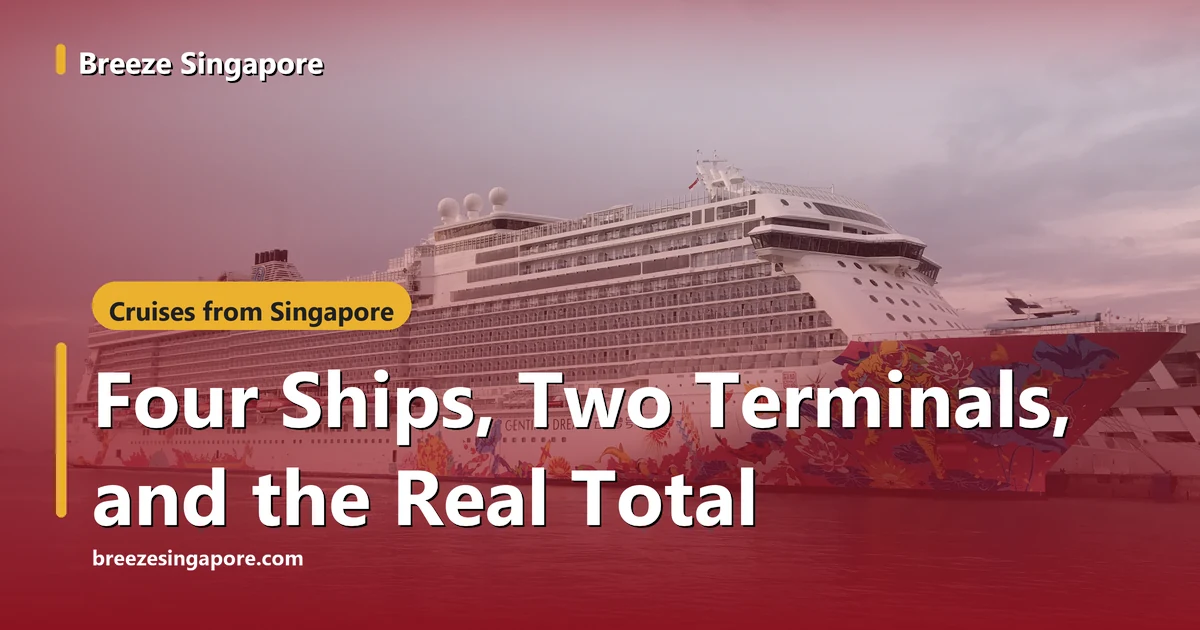 Genting Dream with its colourful bow artwork moored at Marina Bay Cruise Centre Singapore