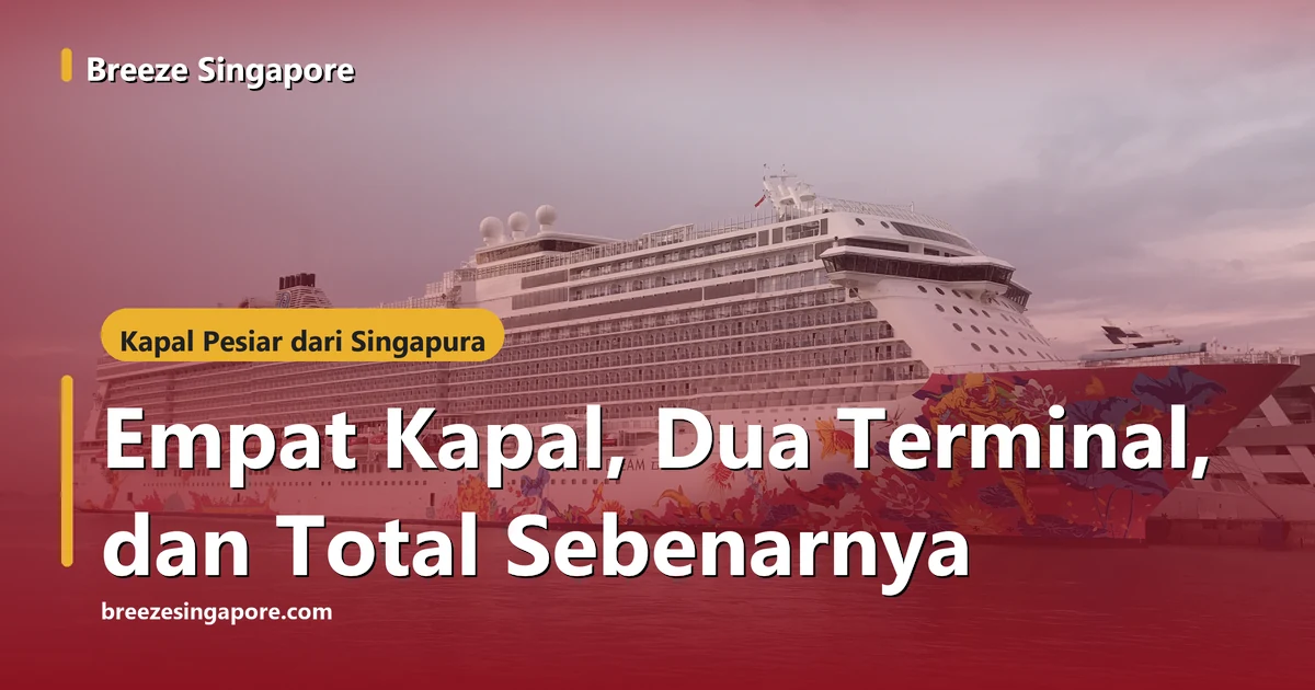 Genting Dream dengan lukisan warna-warni di haluan tertambat di Marina Bay Cruise Centre Singapura