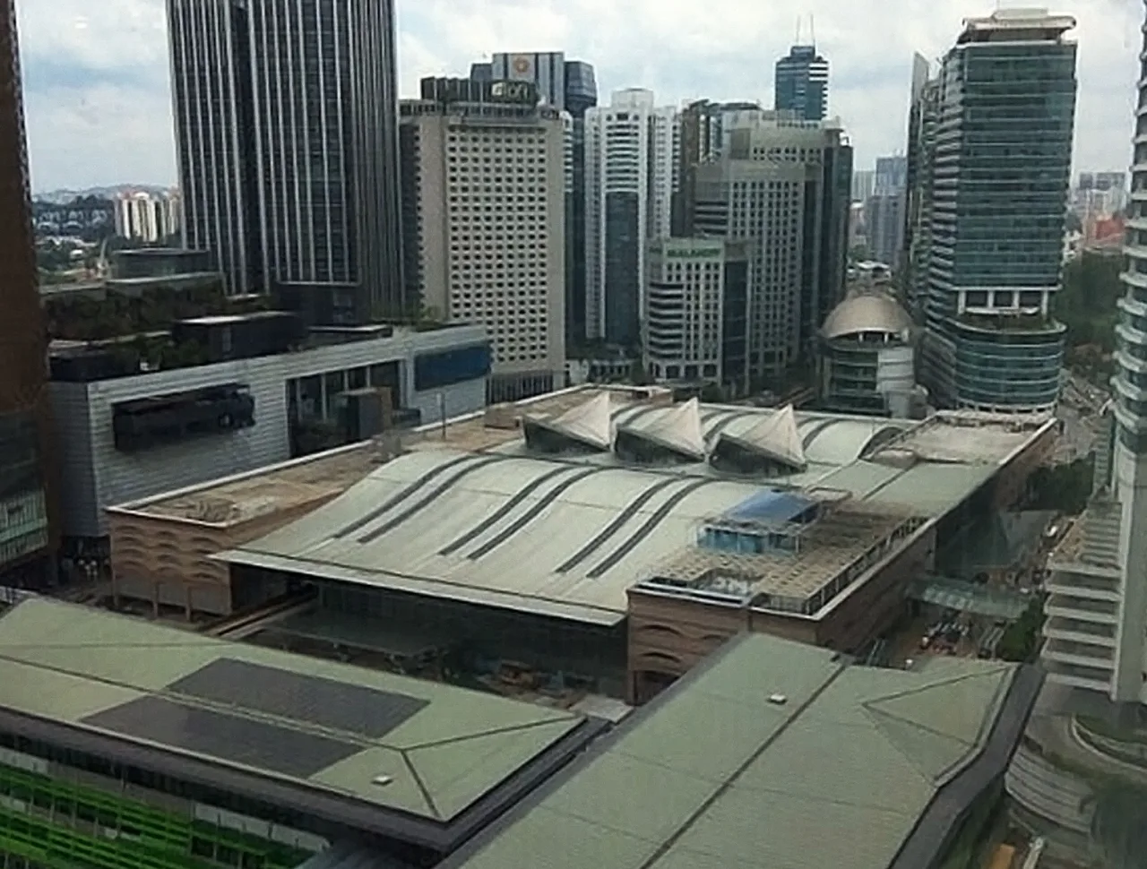KL Sentral station seen from above, surrounded by hotel and office towers